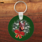 De Kroon van Doberman van Kerstmis Vakantie Keycha Sleutelhanger (Voorkant)