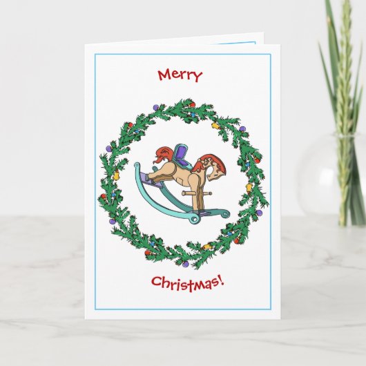 De Kroon van Kerstmis met Hobbelpaard Feestdagen Kaart (Voorkant)