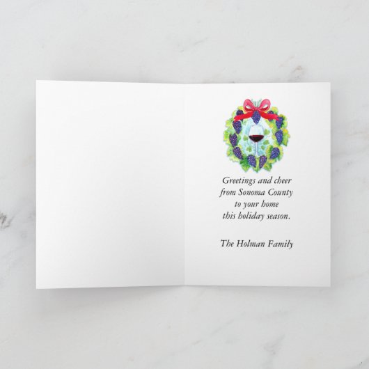 De Kroon van Kerstmis van de Druiven van de Wijn Feestdagen Kaart (Binnen)