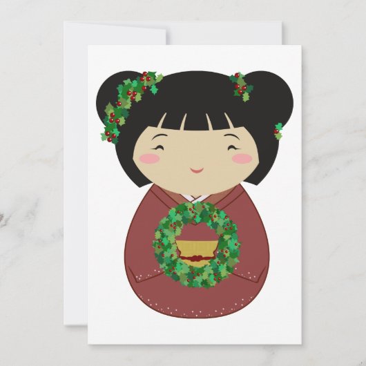 De Kroon van Kerstmis van Kokeshi Kaart (Voorkant)