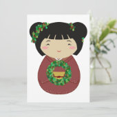 De Kroon van Kerstmis van Kokeshi Kaart (Staand voorkant)