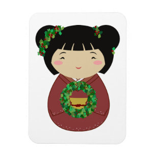 De Kroon van Kerstmis van Kokeshi Magneet
