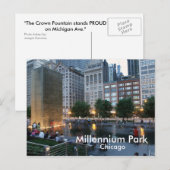 De kroonfontein, Millennium Park, Chicago Briefkaart (Voorkant / Achterkant)