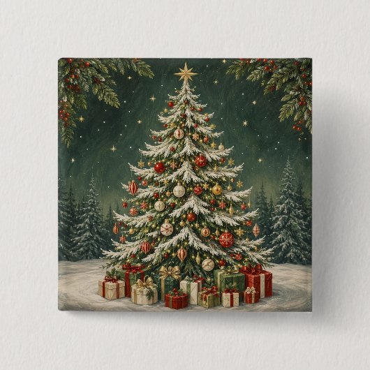 De Kroonjuweel van het Winterwoud Vierkante Button 5,1 Cm (Voorkant)