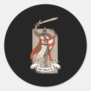 De kruisbestrijder Khight Templar Warrior van God Ronde Sticker