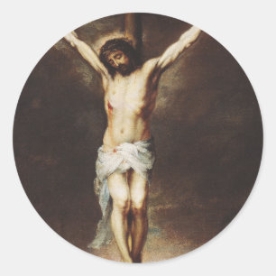 De Kruisiging door Bartolome Esteban Murillo Ronde Sticker
