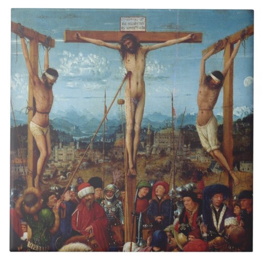 De Kruisiging door Van Eyck Tegeltje (Voorkant)