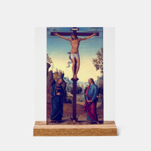 De Kruisiging met de Maagd door Pietro Perugino Acryl Bord