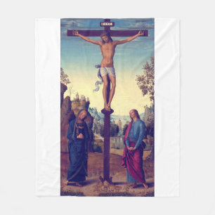 De Kruisiging met de Maagd door Pietro Perugino Fleece Deken
