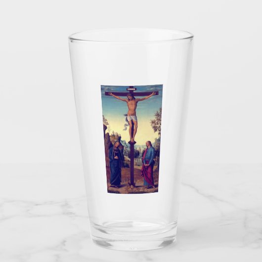 De kruisiging met de Maagd door Pietro Perugino Glas (Voorkant)