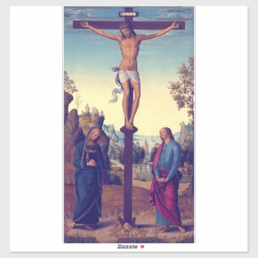 De kruisiging met de Maagd door Pietro Perugino Sticker (Vel)
