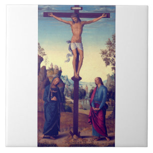 De Kruisiging met de Maagd door Pietro Perugino Tegeltje
