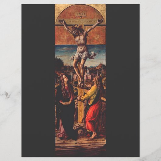 De Kruisiging naar Carlo Crivelli Heilige Kunst Flyer (Voorkant)