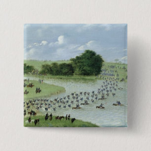 De kruising van de San Joaquin, Paraguay, 1865 Vierkante Button 5,1 Cm