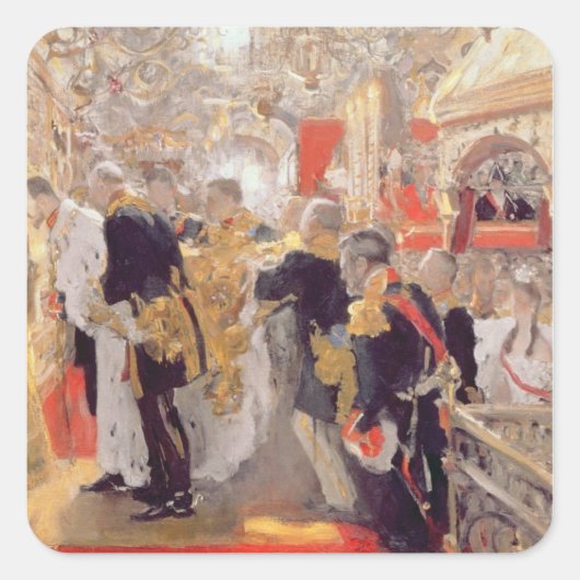 De kruising van keizer Nicholas II Vierkante Sticker (Voorkant)