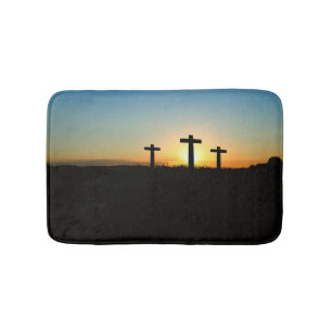 De kruisingen van de kroonkalk bij zonsondergang badmat