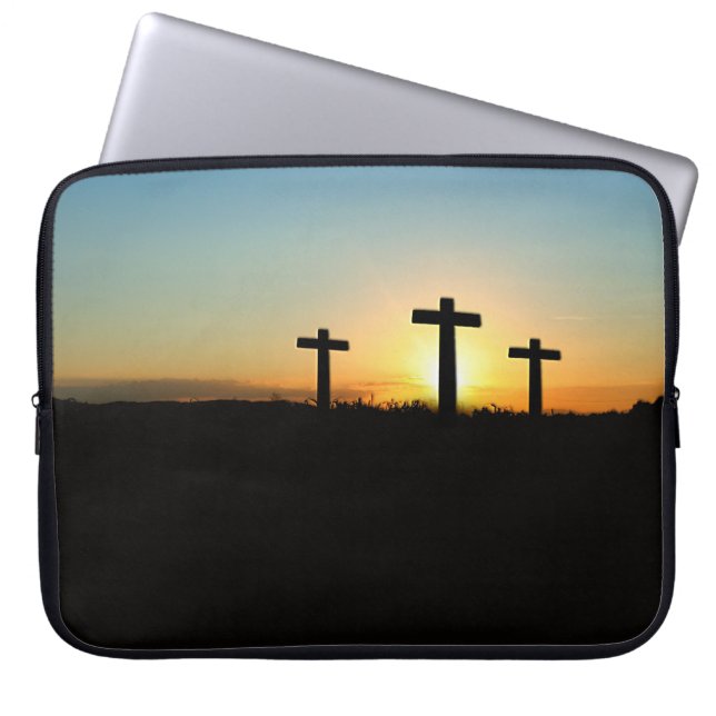 De kruisingen van de kroonkalk bij zonsondergang laptop sleeve (Voorkant)