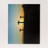 De kruisingen van de kroonkalk bij zonsondergang legpuzzel (Verticaal)