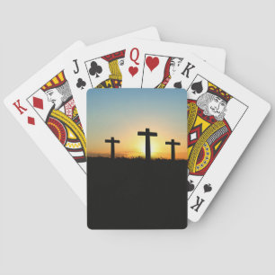 De kruisingen van de kroonkalk bij zonsondergang pokerkaarten