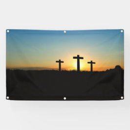 De kruisingen van de kroonkalk bij zonsondergang spandoek