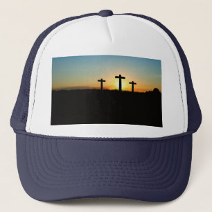 De kruisingen van de kroonkalk bij zonsondergang trucker pet