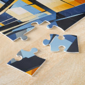 De kubistische herfstbrug in het stadsbeeld legpuzzel (Zijkant)