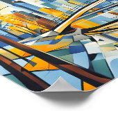 De kubistische herfstbrug in het stadsbeeld poster (Hoek)