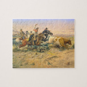 De kudde-verlater Cowboy Wranglers C Russell 1897 Legpuzzel