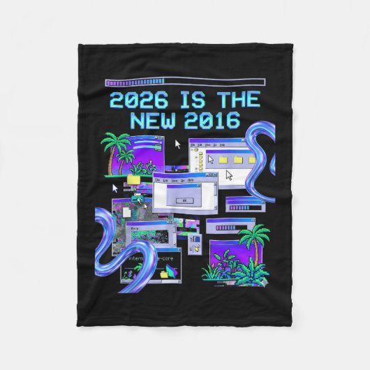 De Kunst 2016 Vaporwave Pixel Computer Esthetiek Fleece Deken (Voorkant)