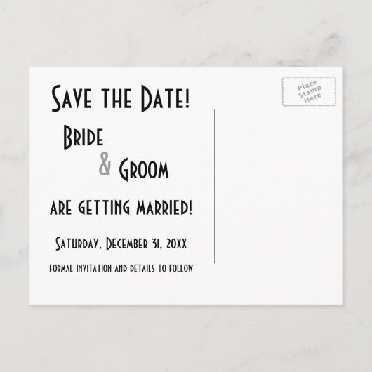 De  Kunst Deco houdt van Kus Skis sparen de Datum! Aankondigingskaart (Achterkant)