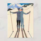 De  Kunst Deco houdt van Kus Skis sparen de Datum! Aankondigingskaart (Voorkant)