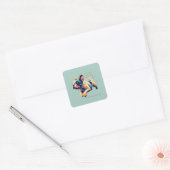 De kunst onder het blauw vierkante sticker (Envelop)