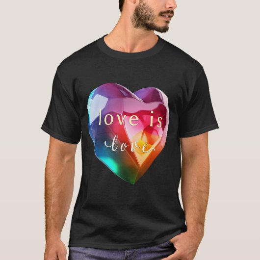 De kunst van de liefde is liefde: kleurrijk hart t-shirt (Voorkant)
