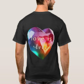 De kunst van de liefde is liefde: kleurrijk hart t-shirt (Achterkant)