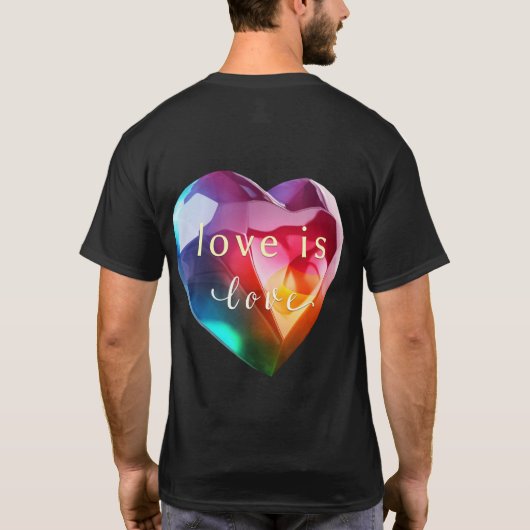 De kunst van de liefde is liefde: kleurrijk hart t-shirt (Achterkant)