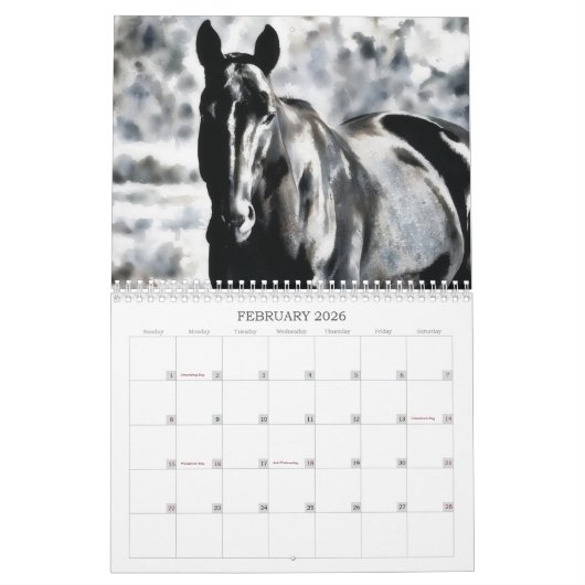 De kunst van de paardenkalender kalender (Feb 2026)