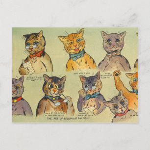 De kunst van het bieden op veiling door Louis Wain Briefkaart