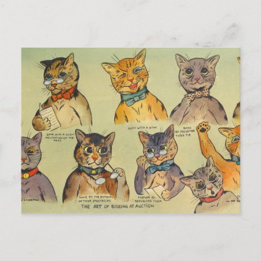 De kunst van het bieden op veiling door Louis Wain Briefkaart (Voorkant)