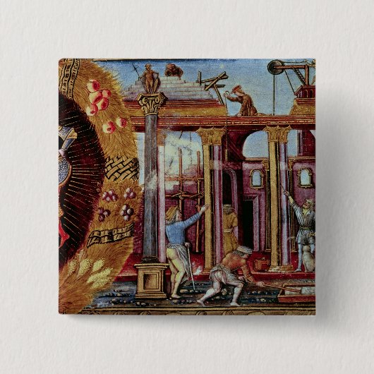 De kunst van het gebouw vierkante button 5,1 cm (Voorkant)