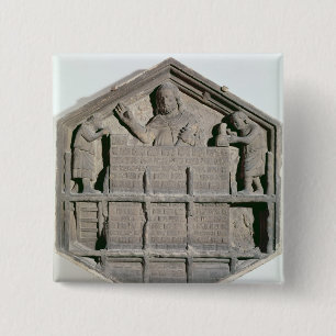 De kunst van het gebouw, zeshoekige decoratieve ve vierkante button 5,1 cm