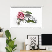 De kunst van het glanzend worden - een roze Rose Poster (Thuiskantoor)