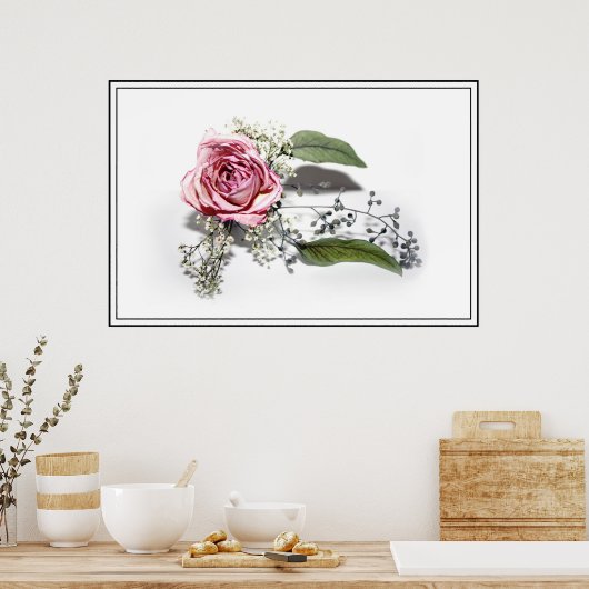De kunst van het glanzend worden - een roze Rose Poster (Keuken)