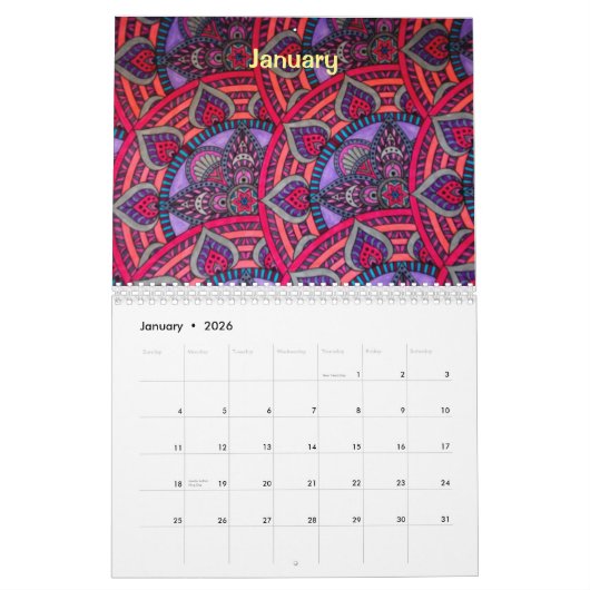 De kunst van het kleuren kalender (Jan 2026)