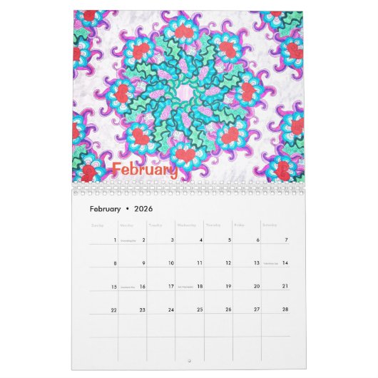De kunst van het kleuren kalender (Feb 2026)
