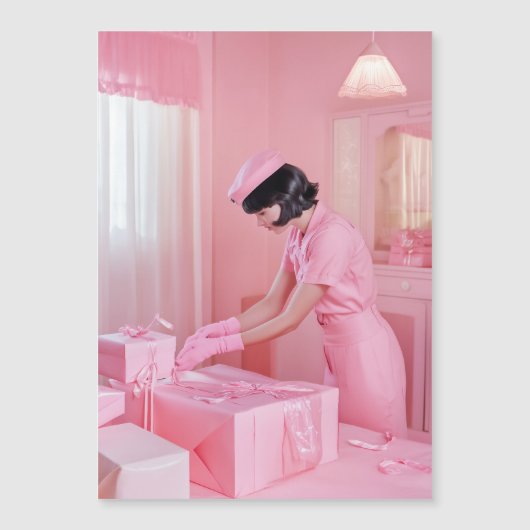 De kunst van het roze cadeauverpakking magnetische uitnodiging (Voorkant)