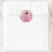 De kunst van het roze cadeauverpakking ronde sticker (Tas)