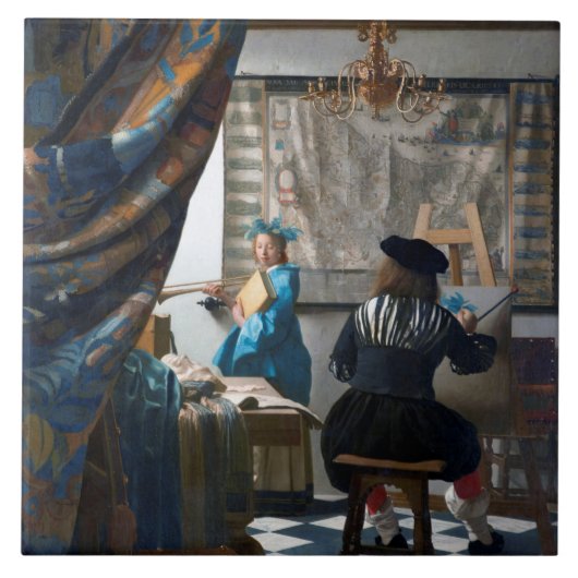 De kunst van het schilderen, Johannes Vermeer Tegeltje (Voorkant)