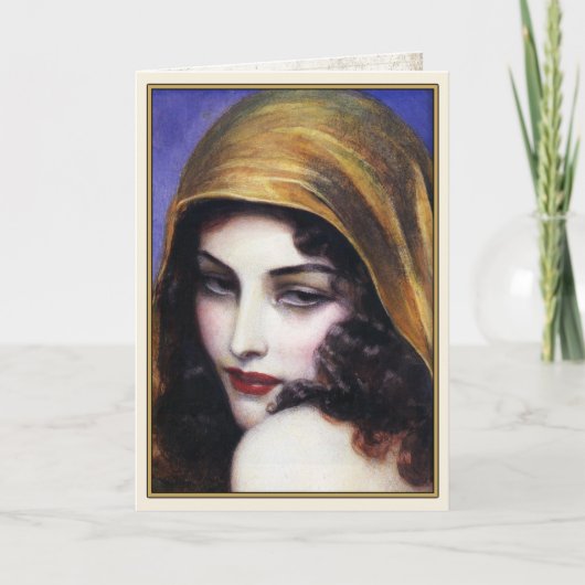 De Kunst van het wenskaart met een Mooi Meisje van Kaart (Voorkant)