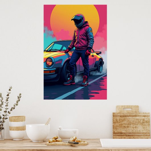 De Kunst van Snelheid: Pop Street Racer Poster (Keuken)