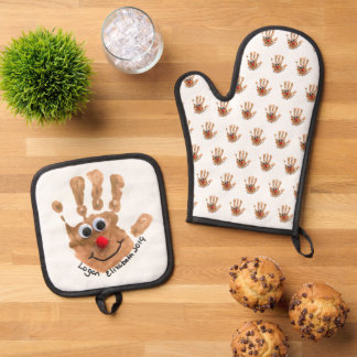 De kunst van uw kind afgedrukt op ovenwant & pannenlap set
